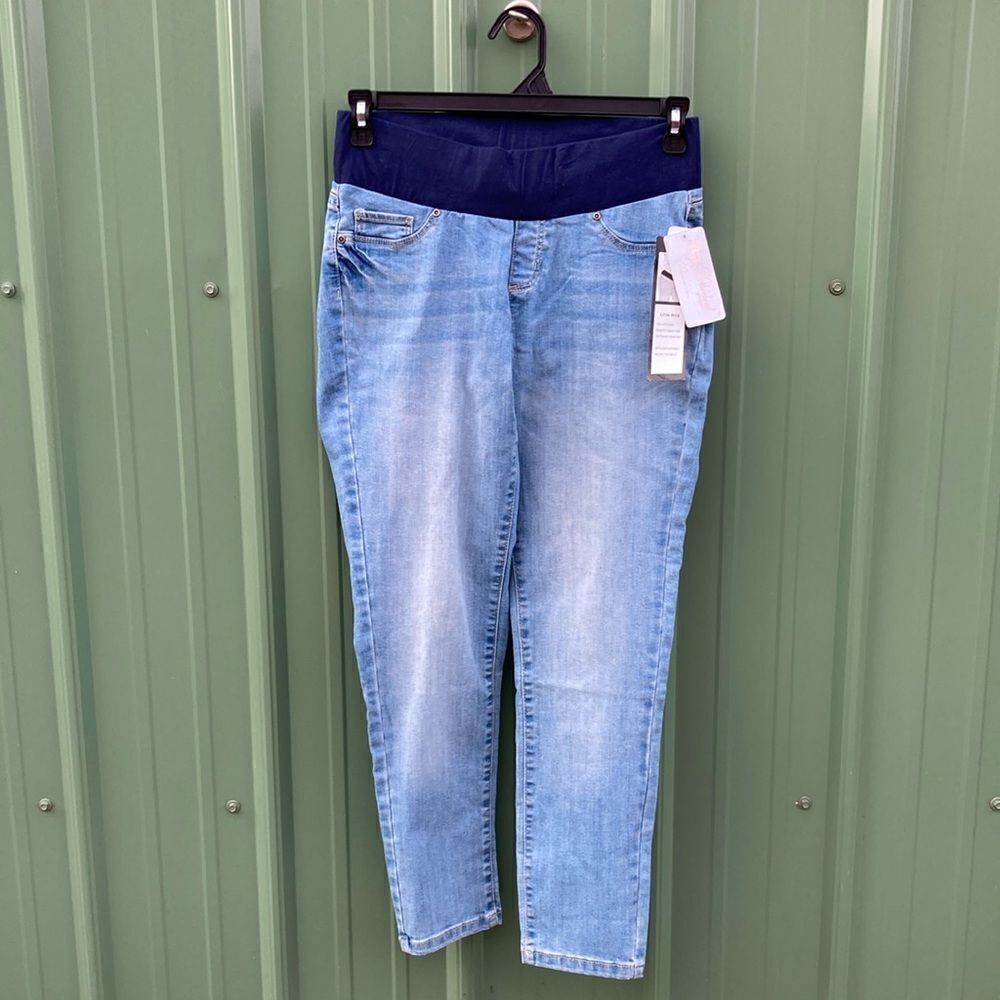 Maternity Low Rise Wide Elastic Waistband Denim Pants Jeans Size M